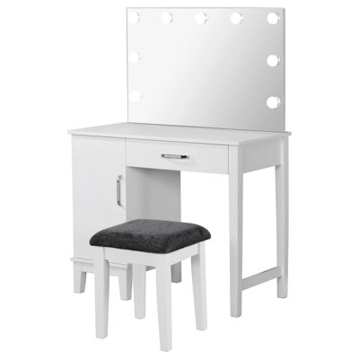 Vanity Set With Lighting And Stool