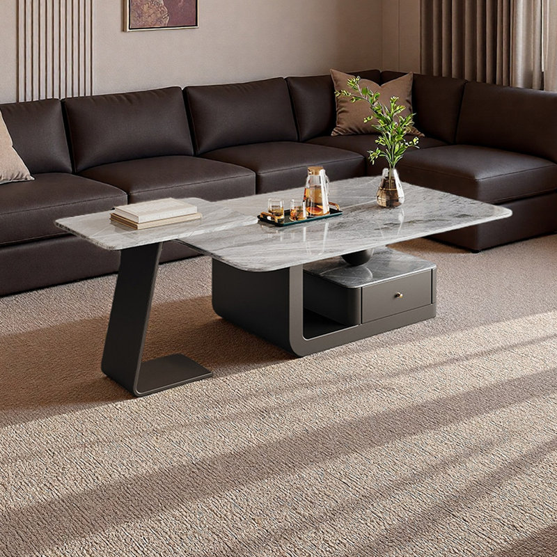 Ensemble de tables basses avec tiroir Minimalisme, H 16,53 po x L 23,62 po x l 47,24 po, Gris, Black