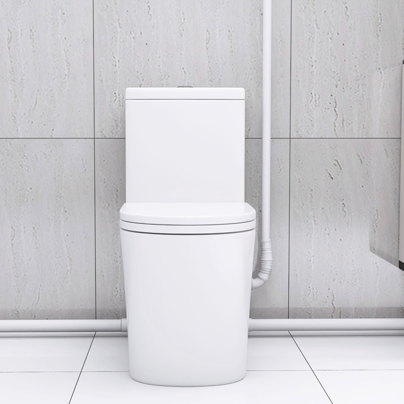 Toilet With 600W Advanced Technology: Dual Flush, 17.25" Comfortable Seat, Soft-Close, 3 Water Entries, White Modern Basement Featuring : Comfort Inlets,