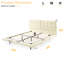 Cadre de lit flottant pour grand lit avec lumières DEL, similicuir blanc, conception à boutons. Conception unique pour une sensation de chambre à coucher contemporaine, six lumières de couleur, environnement de sommeil paisible, confortable et silencieux-1245280924