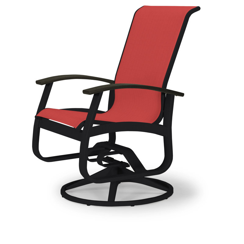 Chaise de patio pivotante Askar, Rouge 1D Sunbrella®, Noir P70, Désert texturé