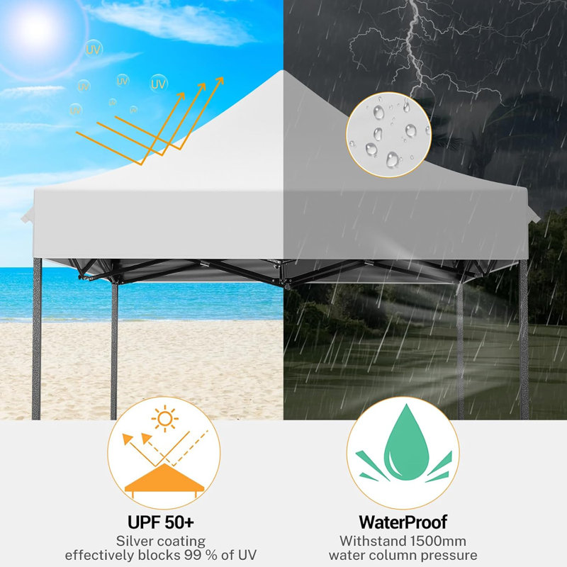 2 x 2m Steel Canopy, White