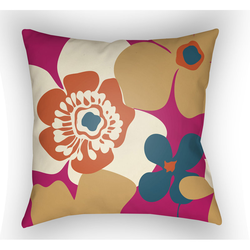 Moderne Floral Throw Pillow, Blue, 22" H x 22" W x 5" D