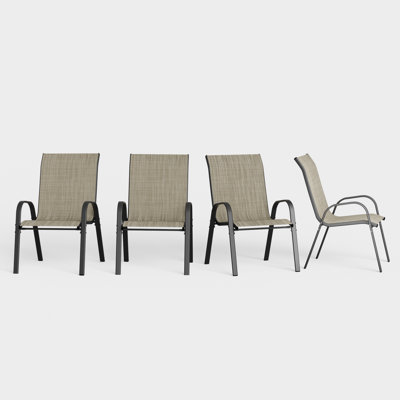 Ortonville 24"W Outdoor Stackable Dining Chairs, Densy PVC-Coated Polyester Chairs by George Oliver