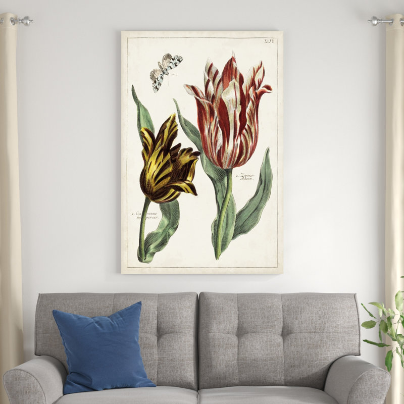 Tulipe classique IV - peinture sur toile tendue, H 48 po x l 32 po x P 1,25 po