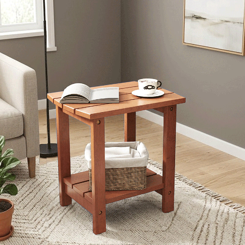 Classic Solid Wood Patio Side Table, Brown