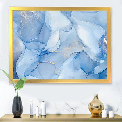 Liquid Ink Art In Shades Of Light Blue I - Abstract Printed Canvas Wall Art