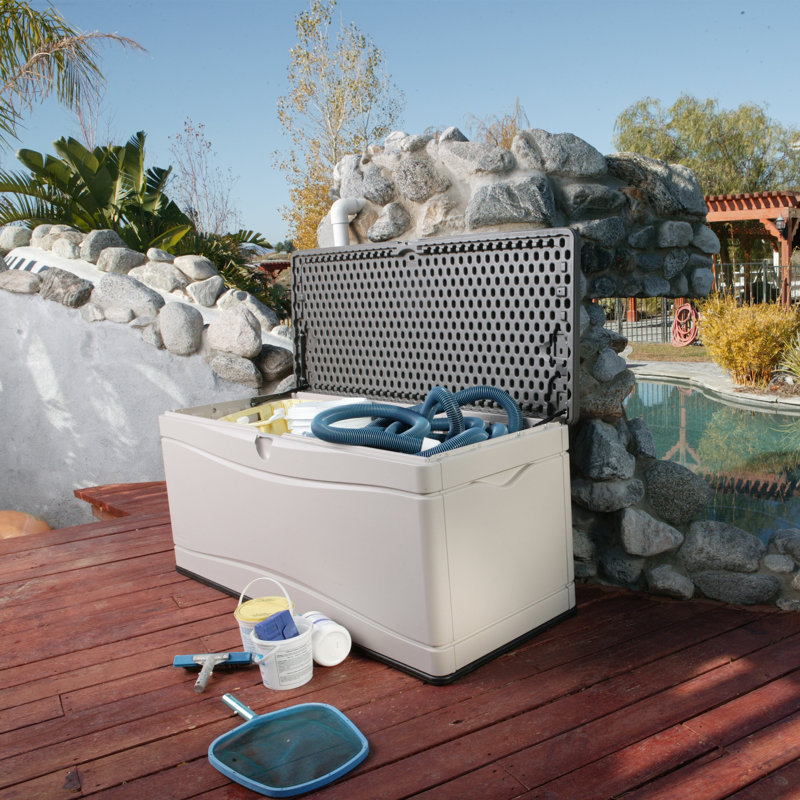 Desert Sand and Brown 130 Gallon Lockable Plastic Deck Box