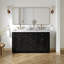 Meuble-lavabo double en bois massif Thornaby avec plateau en quartz Carrara de 1,5 po-909236950-938146493
