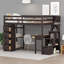 Lit mezzanine simple en bois massif avec rangement intégré et tiroirs intégrés en brun riche