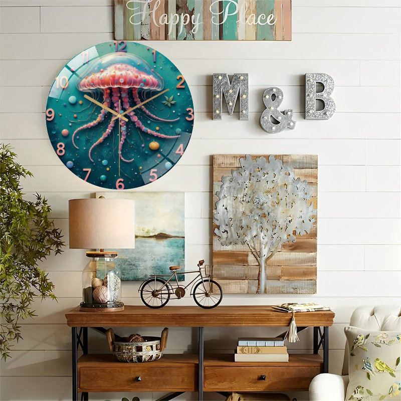 High Precision Silent Quartz Wall Clock with Modern Design Art - 12'' Modern Glass Wall Clock