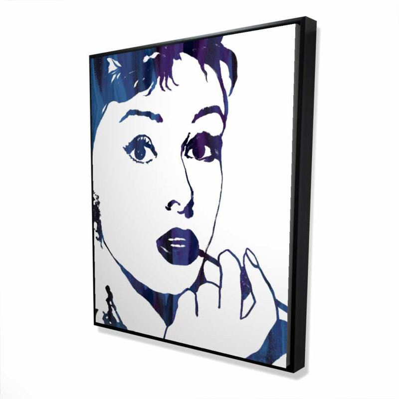 Audrey Hepburn Cigarillo Canvas - White Framed Bedroom Art