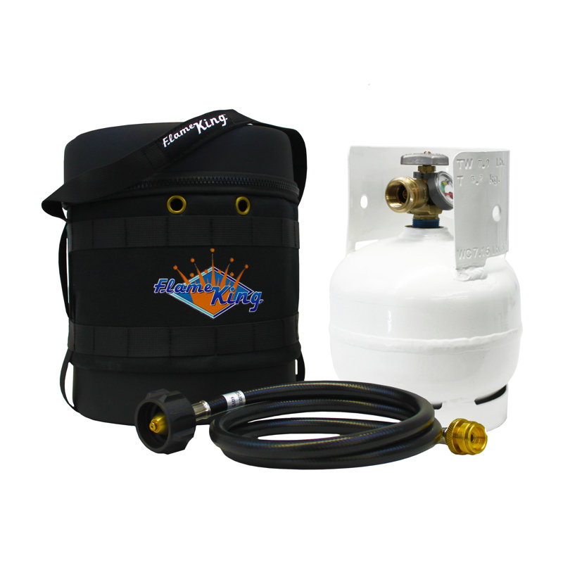 Flame King Gas Hauler Kit-Insulated Protective Carry Case for 3LB Propane Tank Plus Adapter Hose