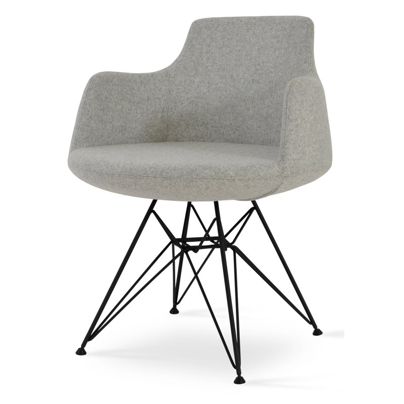 Dervish 18.5'' H Wool Upholstered Metal Armchair, Chrome, Orange