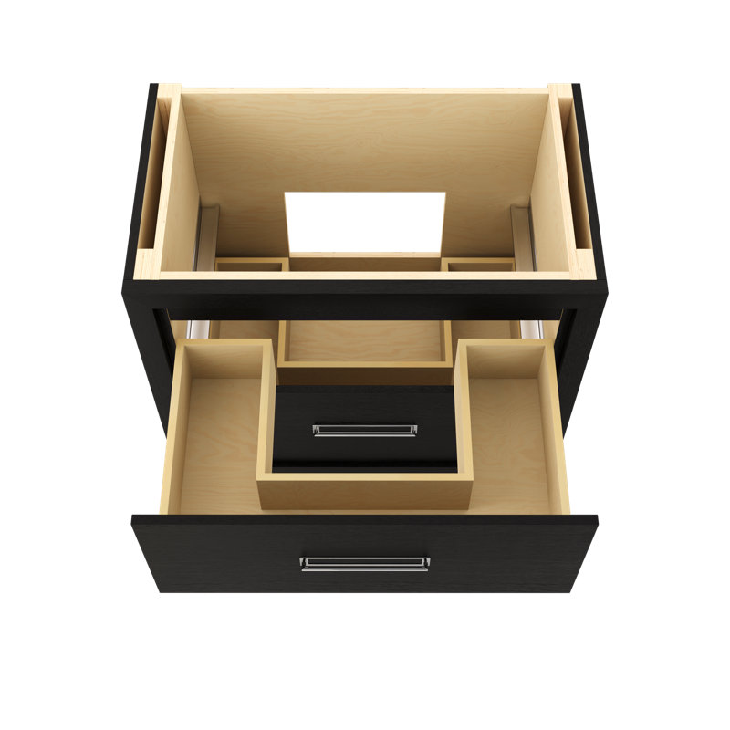 Ensemble de meuble-lavabo simple à deux tiroirs Avalon, Noir classique, Chrome poli, 36"