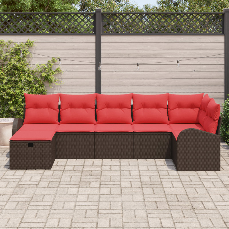 Ensemble de canapé avec coussin avec rangement vidaXL brun et rouge vidaXL, Structure brune / coussin rouge