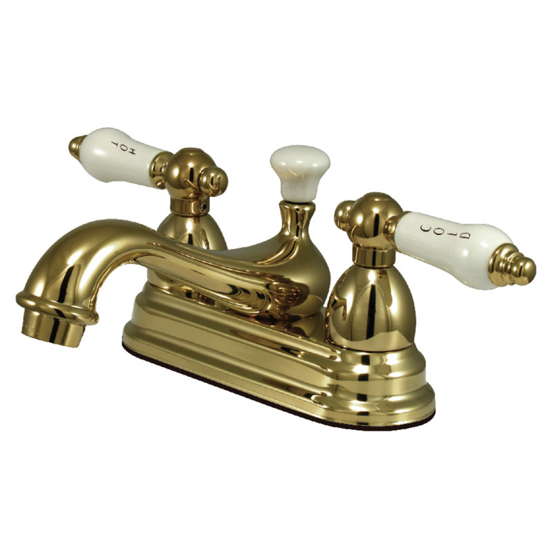 Robinet de salle de bain central à avec ensemble de drain bain Vintage, Laiton poli