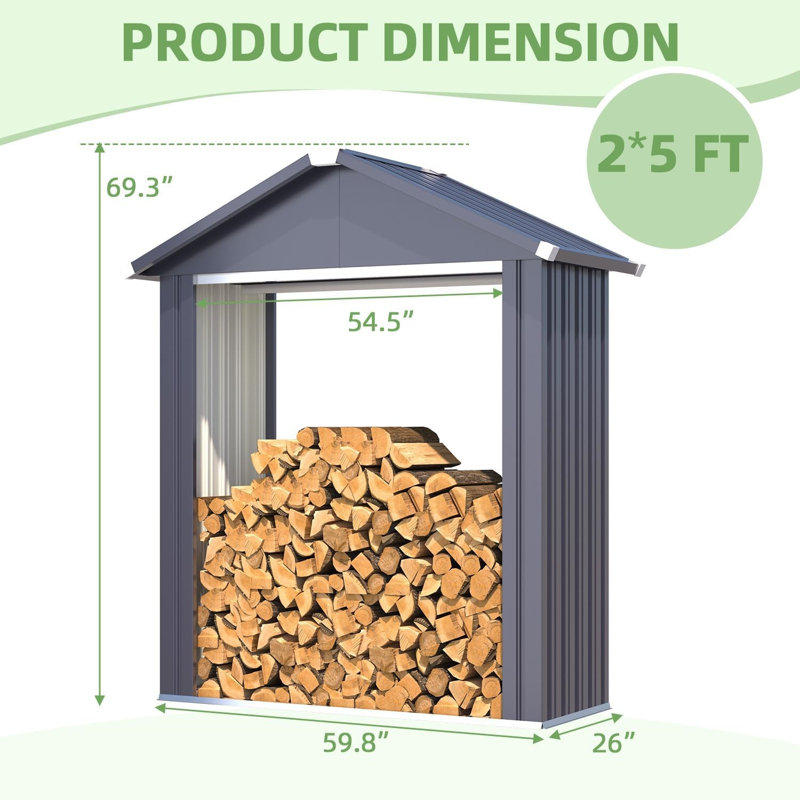 5X2 Outdoor Firewood Storage Shed