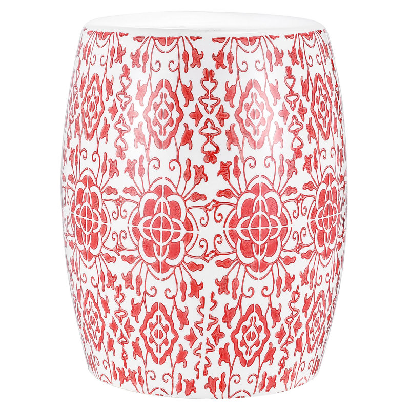 Tabouret de jardin Daignault, Rouge / blanc