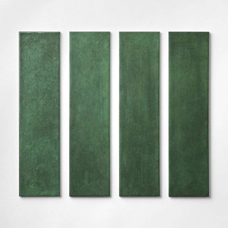 Aquarella 4X16 Glossy Ceramic Subway Wall Tile, Leaf Green