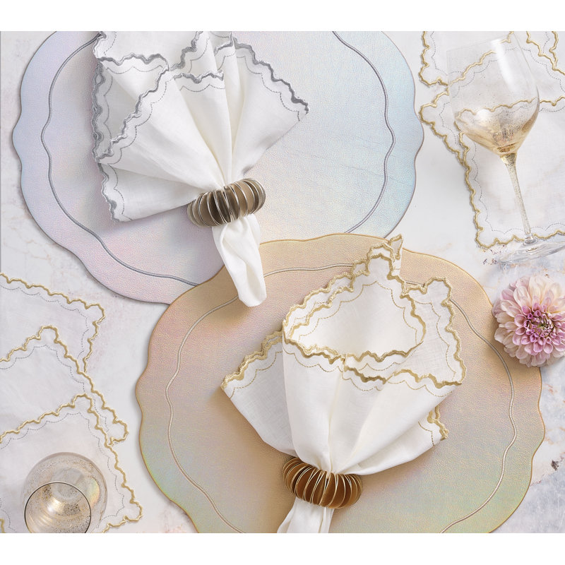 Arches Napkin, White/Gold