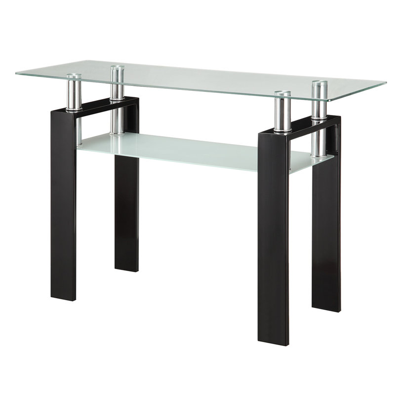 Lasell 48'' Glass Top Console Table, Black