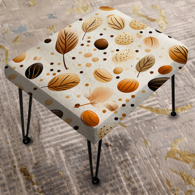 Botanical Cream And Coffee Pattern - Botanical Rectangle Ottoman