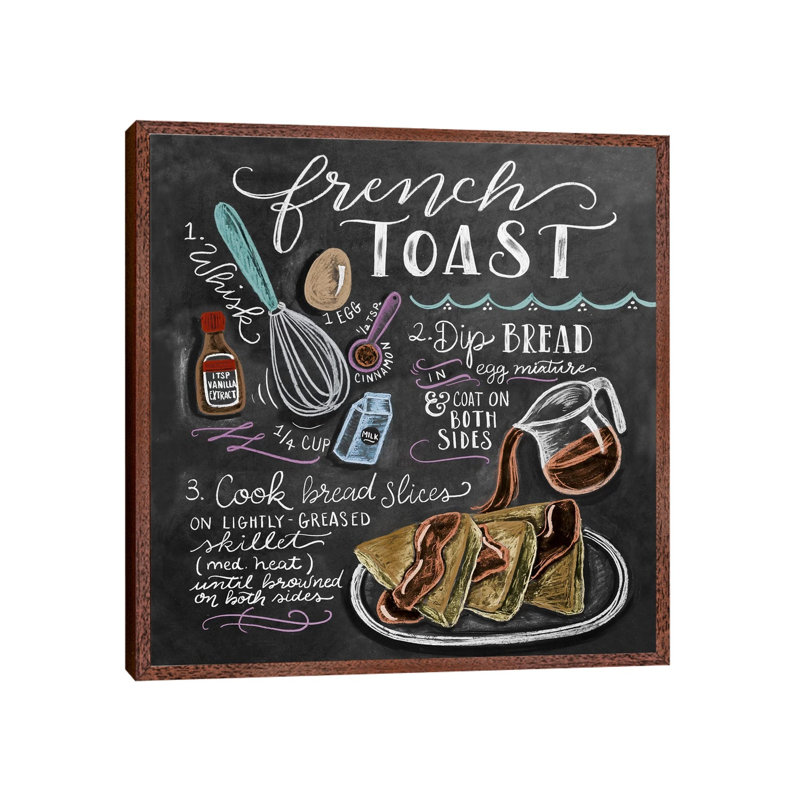French Toast Recipe - Print on Canvas, Classic Brown Wood Floater Framed, 45.72cm H x 45.72cm W x 3.81cm D