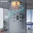 16 Inch Ceiling Rain Black Shower Head with Handheld Spray Thermostatic Rainfall Shower System Set