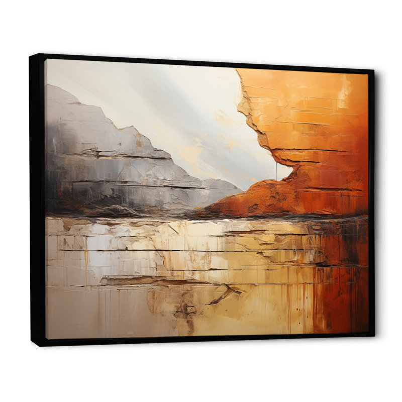 «Grey Orange Gray and Orange Geologique Wonders» sur impression sur toile, Cadre flottant noir, H 12 po x l 20 po x P 1 po