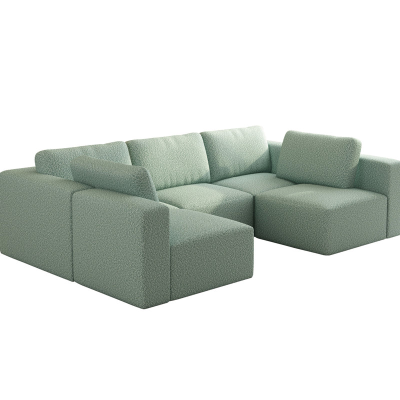 Modulaire en U avec méridienne Canapé-lit à ressorts en mousse compressée. Détente tendance. Canapé-lit modulaire sans assemblage requis. Modulaire personnalisable. Ressorts mémoire. Installation. Relaxant