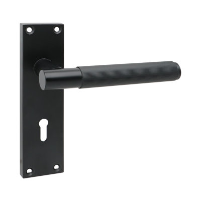 Golden Grace Victorian T-Bar Linear Design Lock Door Handle Set Matt Black Finish with 3 Lever Lock - 150mm