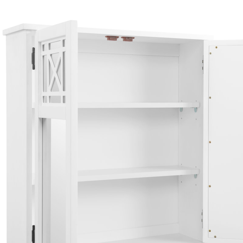 Ensemble de salle de bain 3 pièces avec armoire murale, panier à linge et armoire de plancher Hembree