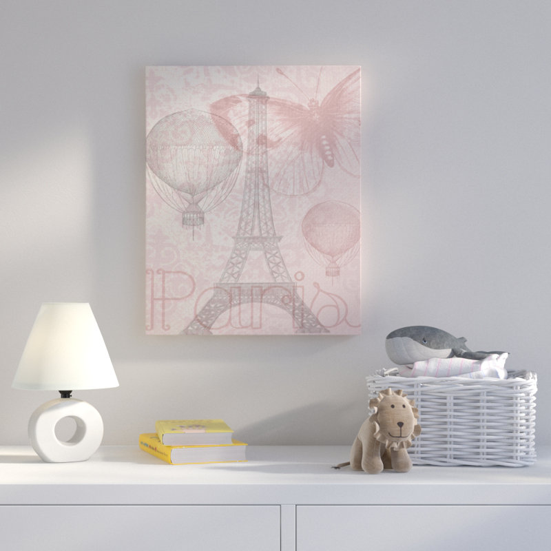 Reproduction d’art encadrée « Hot Air Balloon » avec une tour Eiffel, H 40 po x l 30 po, Toile tendue