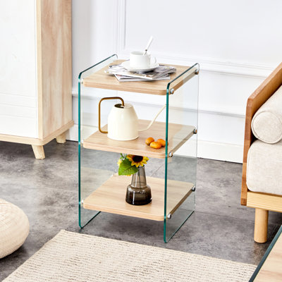 Armoire de rangement à trois couches avec accents en verre - Design moderne et fonctionnel