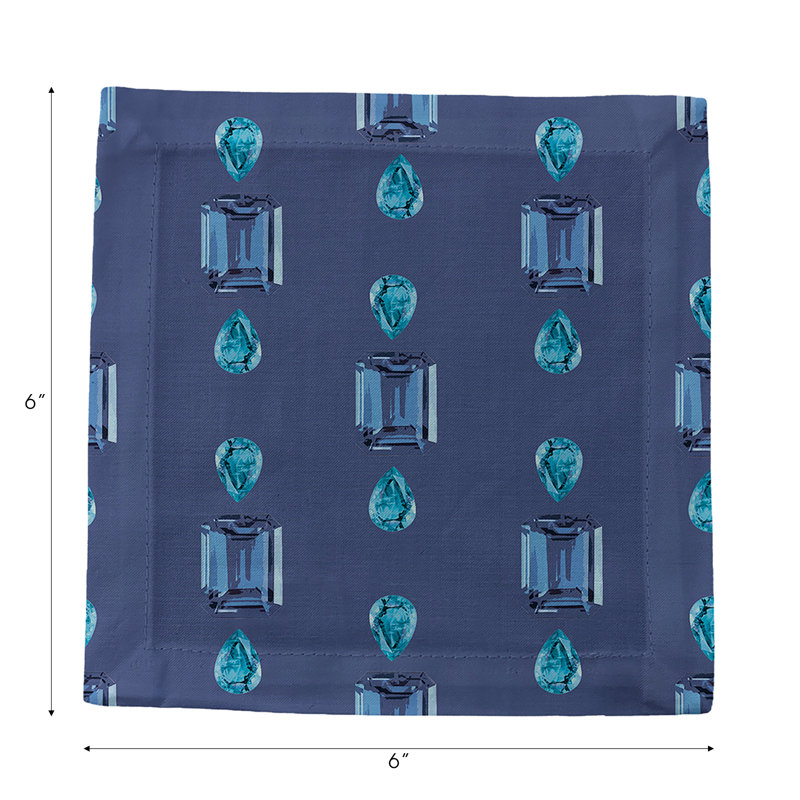 Gem Sapphires Cotton Sateen Cocktail Napkins, Blue