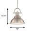 Mini-luminaire suspendu intérieur en nickel brossé à 1 lumière avec bol en forme de cloche de 12 po Abbie-J-1703105614-1703105600