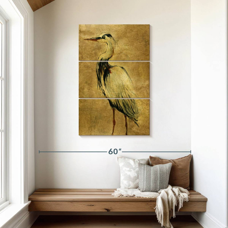 Brampt Gold Crane At Dusk II, 45" H x 28" W