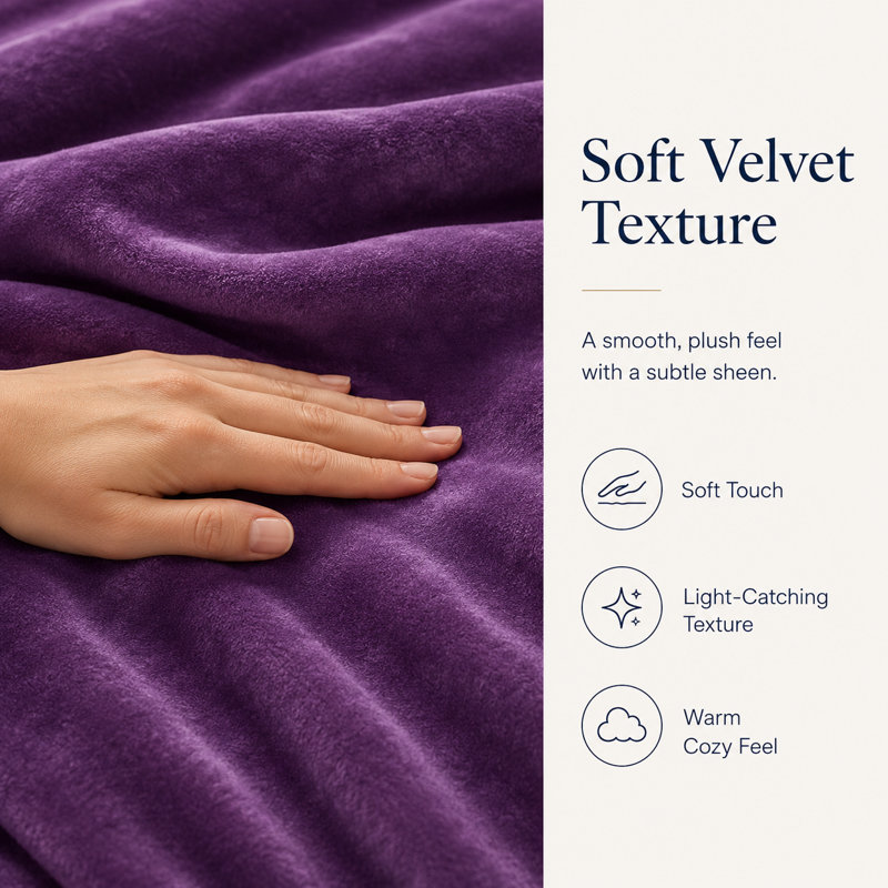 Velvet  Duvet Cover Set 3Pcs Luxury Comforter Cover, Purple, Queen Duvet Cover + 2 Standard Pillowcases