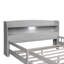 Lit plateforme en bois avec lumière à DEL intégrée, tête de lit et garde-corps, gris antique-231414482-231414483