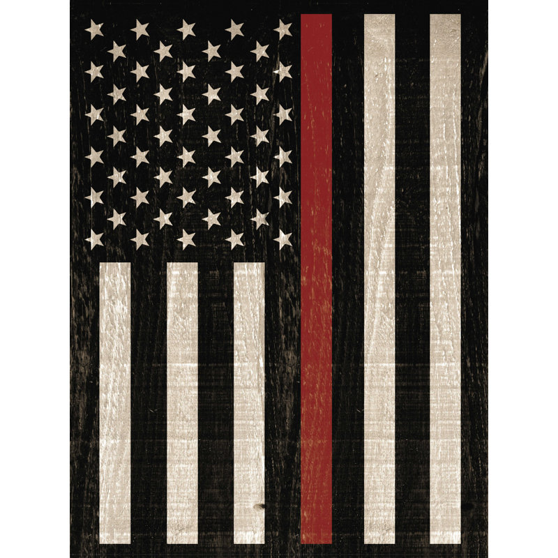 " Firefighter Flag Wood ", 16" H x 12" W