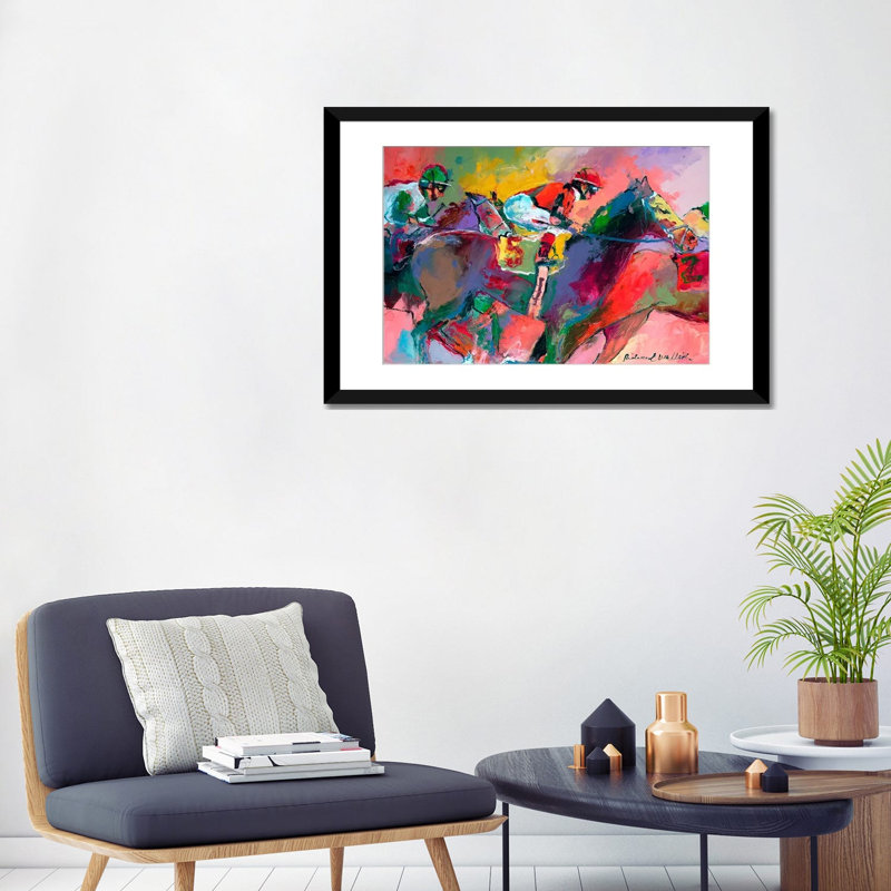 « course 2 » par richard wallich, reproduction d’art sur toile, H 24 po x l 32 po x P 1 po, Papier d'art encadré noir, Blanc