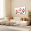 Ensemble de 1 tableau sur toile tendue représentant des pivoines avec des papillons et des abeilles-737181654