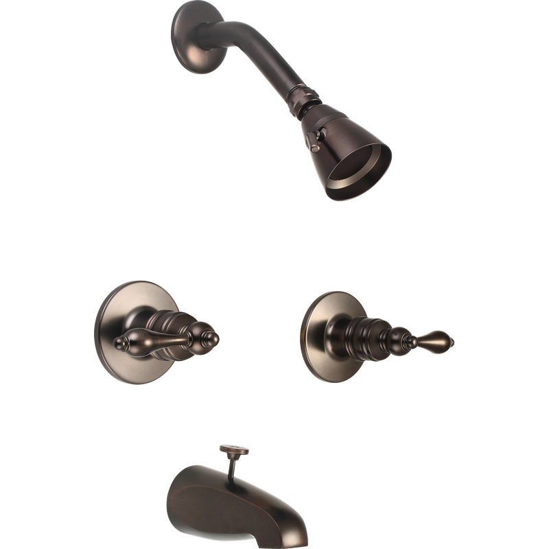 Robinet de baignoire et douche Castille avec valve brute, Bronze huilé