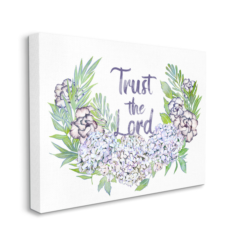 «Trust the Lord Spiritual Quote Hydrangeas Botanical Border» par Ziwei Li - impression, Toile tendue