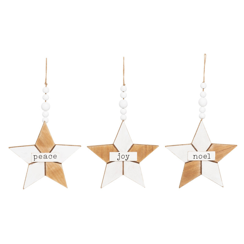 Ensemble d'ornement 3 pièces étoile de Noël rustique