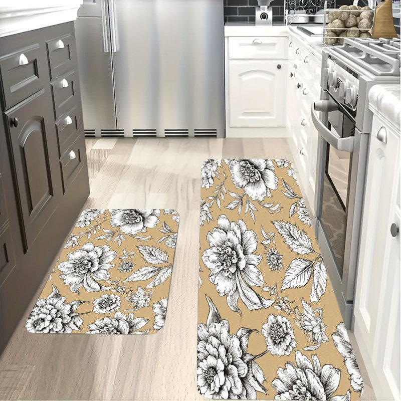 Ensemble de 2 tapis de cuisine dessinés à la main