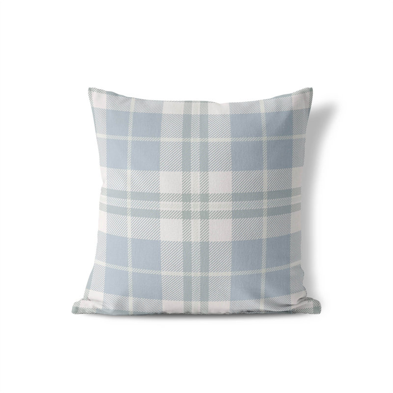 Coussin Tartan, Bleu, H 18 po x l 18 po
