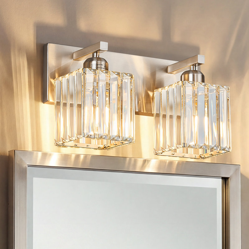 Éclairage pour meuble-lavabo à intensité variable Lanceton, Deux lumières, Nickel sablé