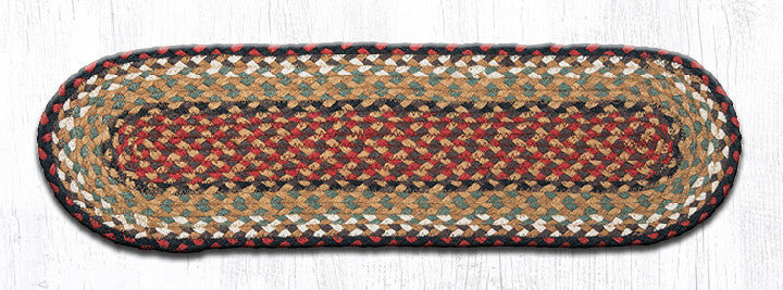  Tapis d'escalier 27 po x 8,25 po Bourgogne / moutarde, Ovale